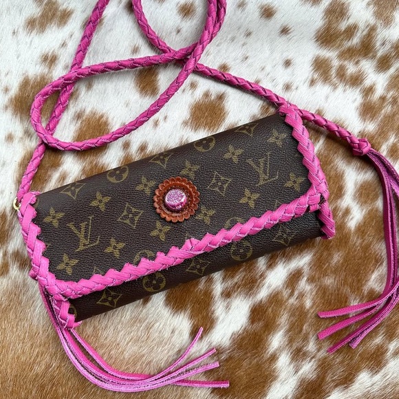 Authentic Louis Vuitton Brown and Pink Clutch by Leather & Vodka - Picture 1 of 10